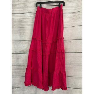 NWT Cupio Linen Brightrose Tiered Maxi Skirt Size S